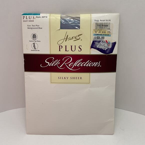Hanes Vintage Plus Silk Reflections Wedgewood Blue Control Top Pantyhose 00P16 - Picture 1 of 7